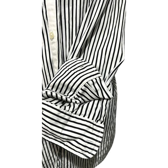 Lauren Ralph Lauren Women's Striped Top Button Up Black Embroidered Crest Sz M - Picture 6 of 11